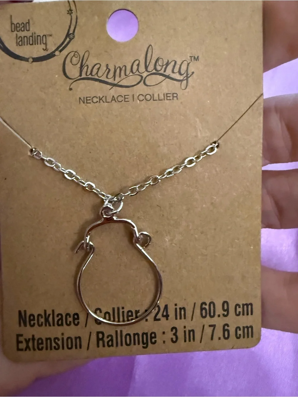 5/25 Charmalong Silver tone Ring holder Necklace by Bead Landing